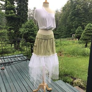 Fairycore Whimsygoth boho balletcore tiered upcycled Billabong tutu maxi skirt M